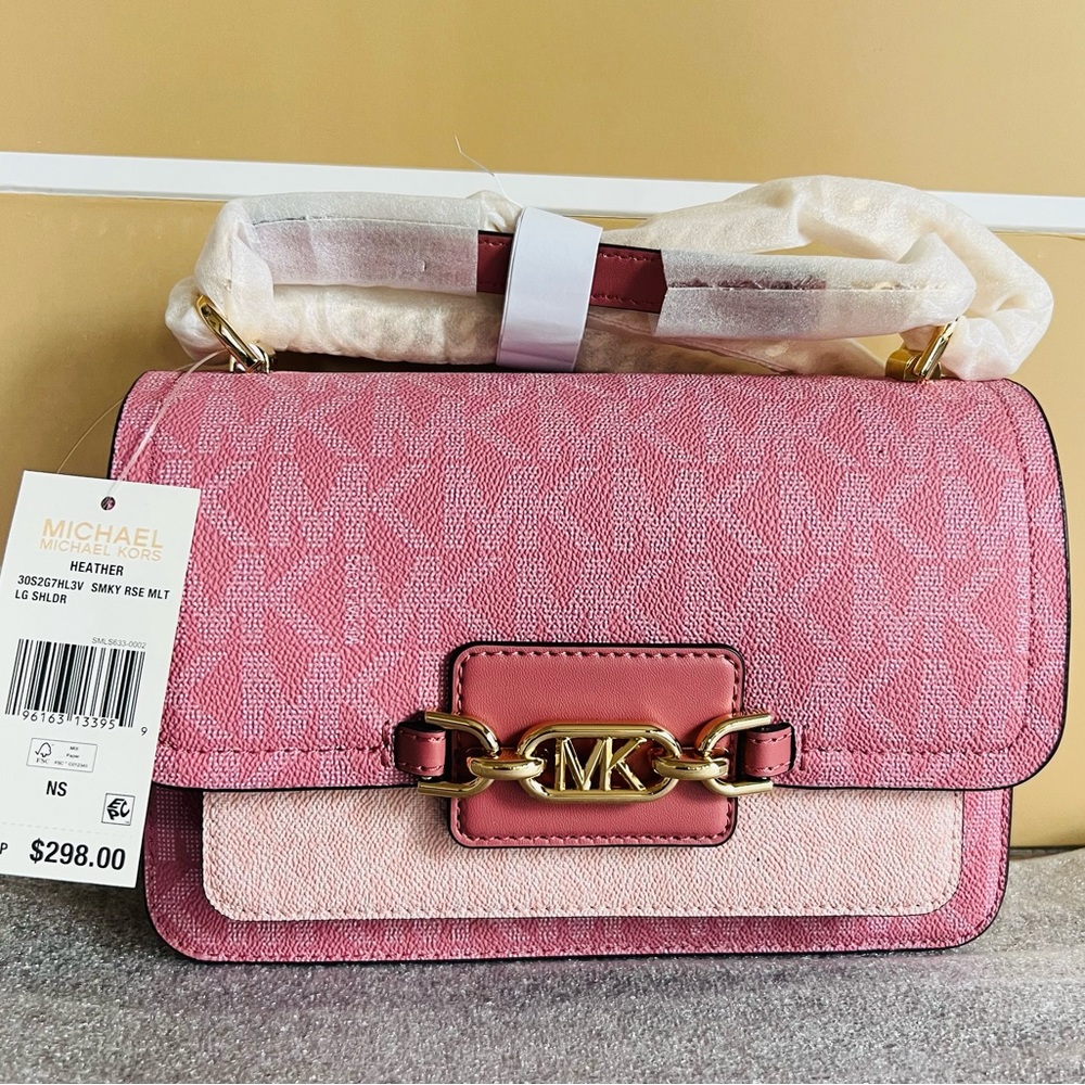 NWT MICHAEL KORS HEATHER MEDIUM CROSSBODY BAG SMOKE ROSE